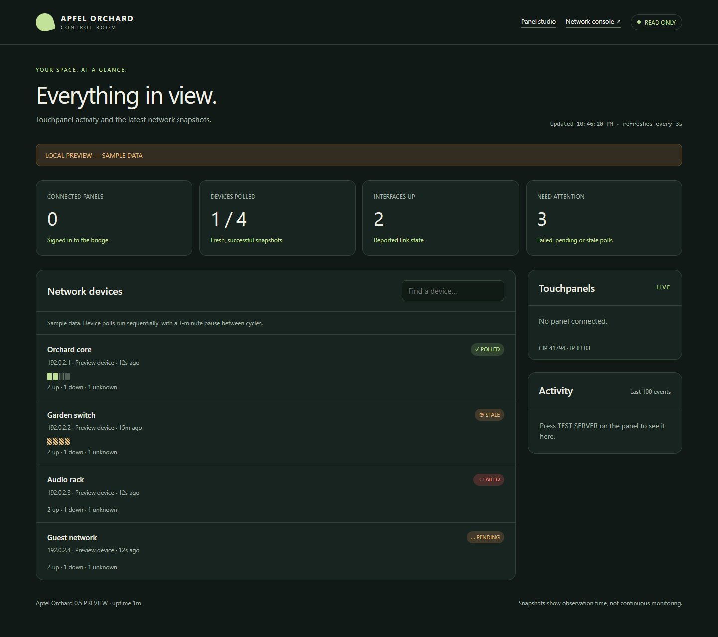 Web dashboard