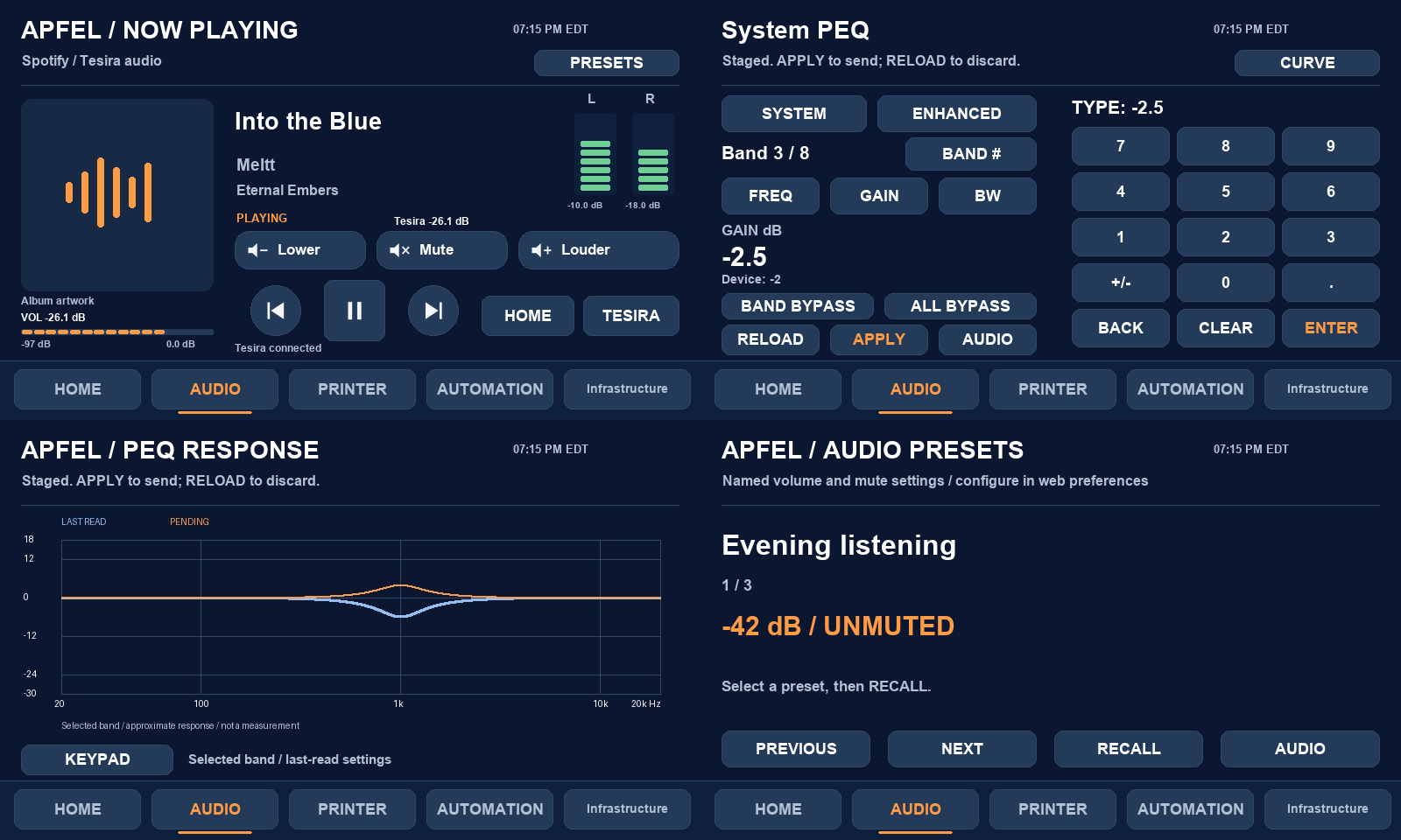 Tesira audio control
